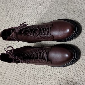 Burgundy Aldo military boots